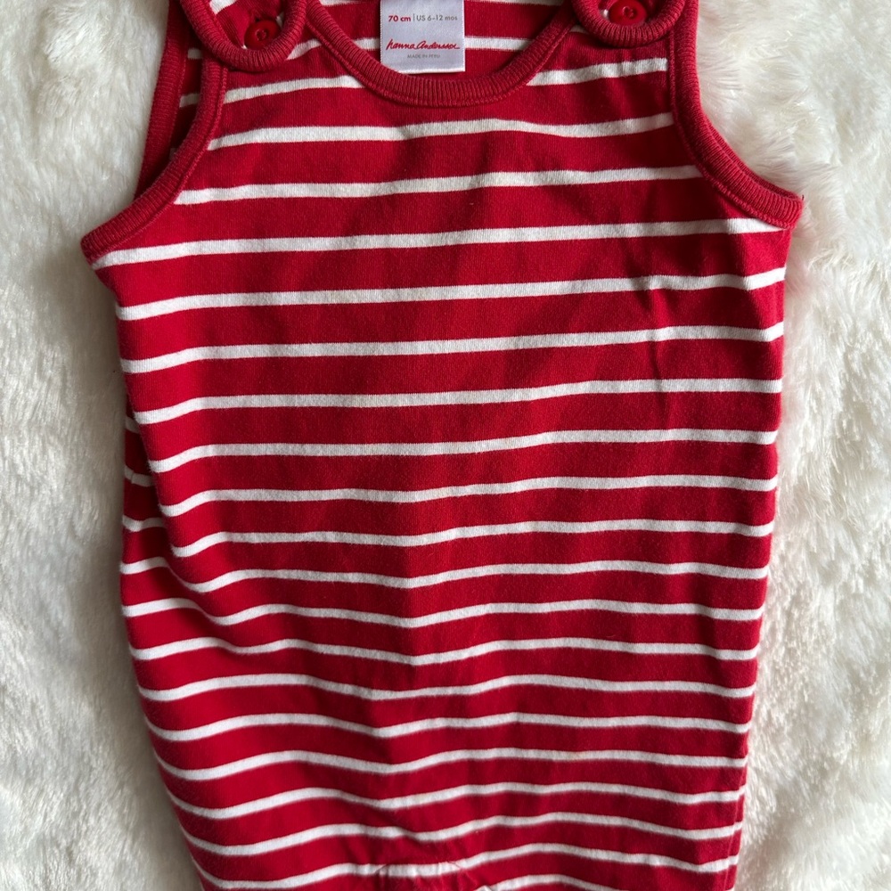 Hanna Andersson red striped tank top romper